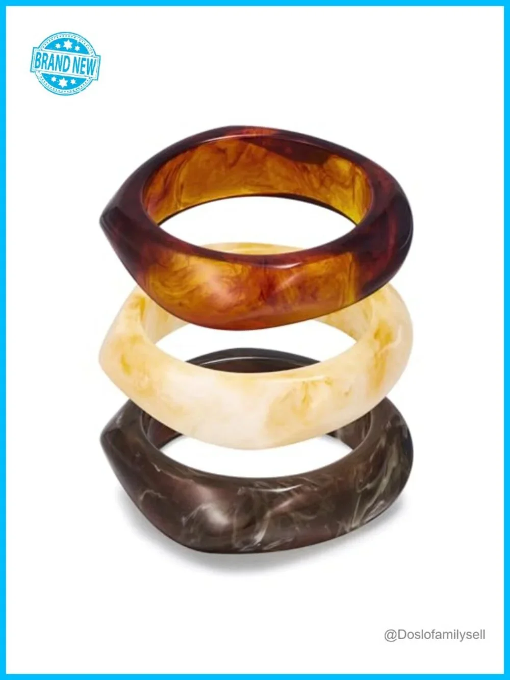 Chunky Resin Bangle Bracelet Set - 3 Stackable Acrylic Bracelets